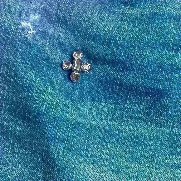 Blank NYC Crop Girlfriend.  Size 30.  Distressed with rhinestone decoration. - Picture 3 of 7